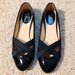 Black Patent Flats with Straps